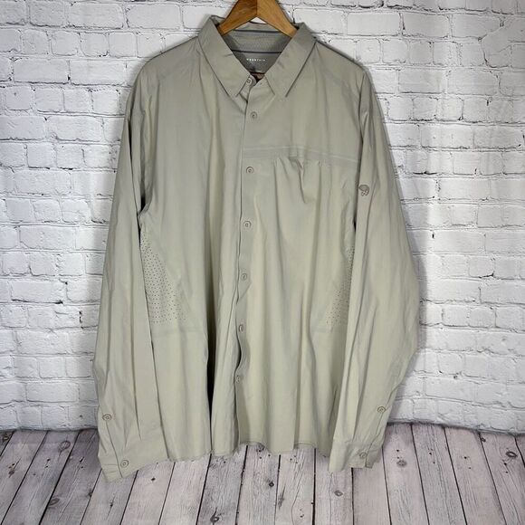 Mountain Hardwear Men's Fishing Vented Long Sleeve Shirt XXL Tan Wick Q - Picture 1 of 10